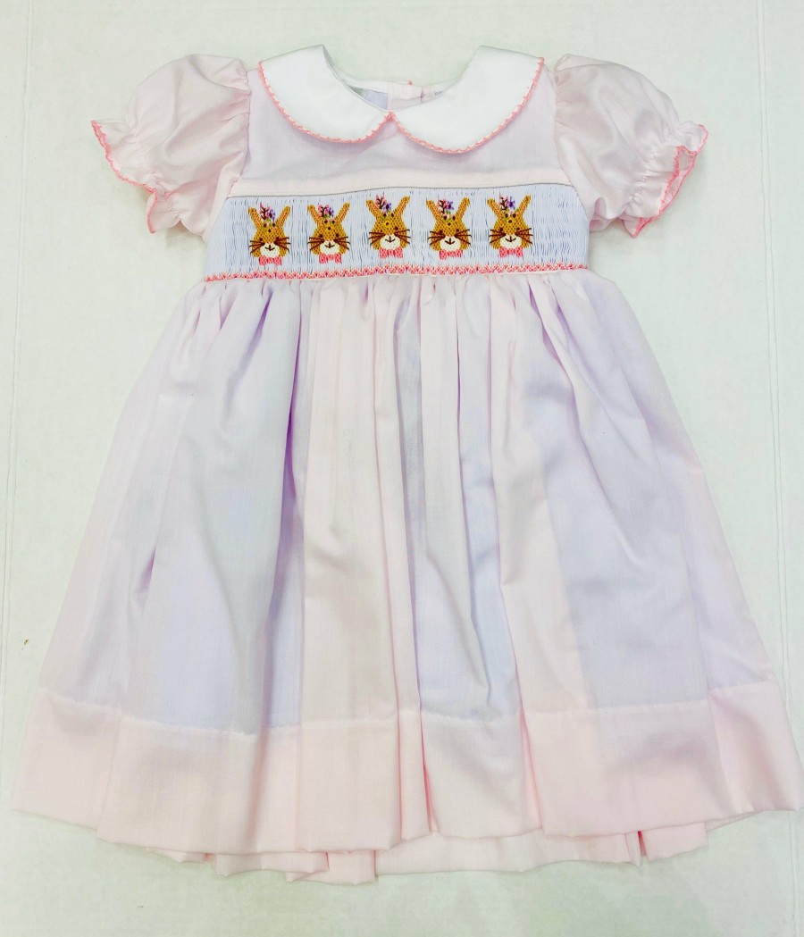 Little Girls (0-2 Years) | * Rose Smock Waist Bunny Bubble Lulu-Bebe Special Offers Pink