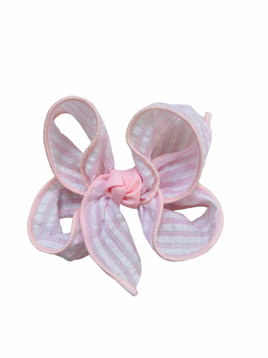 Gifts & Accessories | * Seersucker Knot Bow Clip-Light Pink Beyond Creations Best Price Lpnk