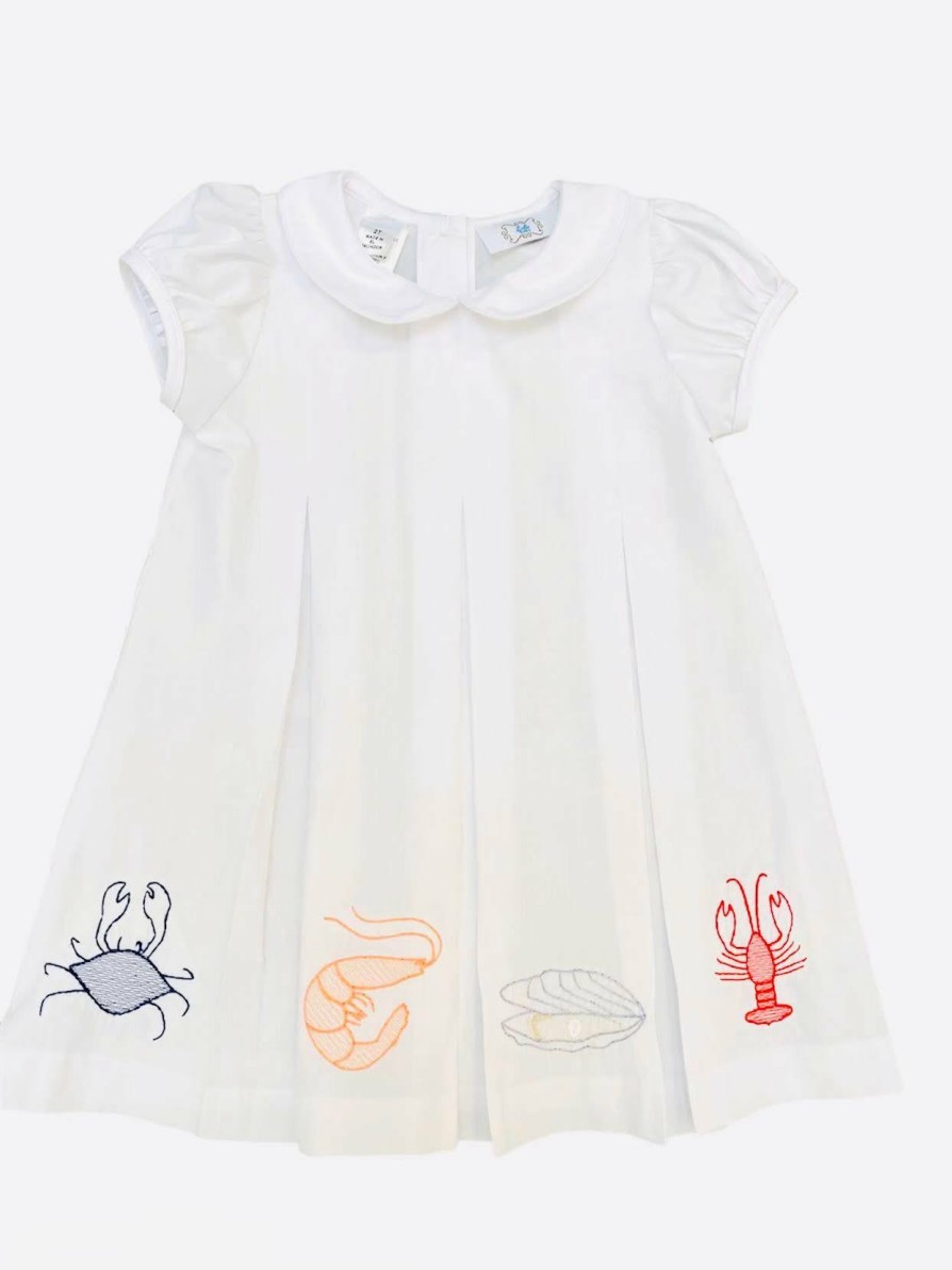 Little Girls (0-2 Years) | * Lulu Bebe Dana Embroidered Dress Seafood Lulu-Bebe Promotion Wht