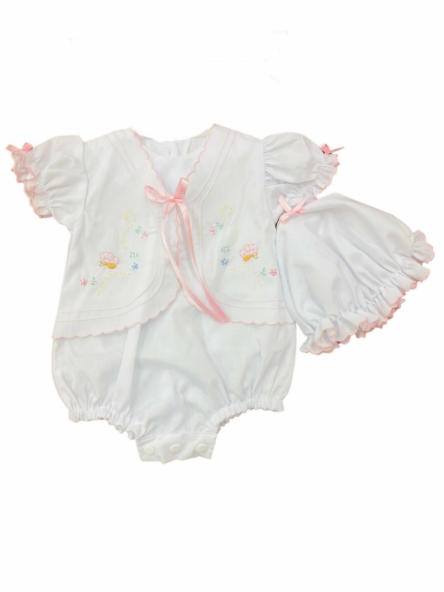 Little Girls (0-2 Years) | * White And Pink 2 Piece Bubble Set Wilbeth Unique Whpk