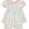 Little Girls (0-2 Years) | * Lulu Bebe White And Pink Smocked Bloomer Set Lulu-Bebe Clearance Whpk