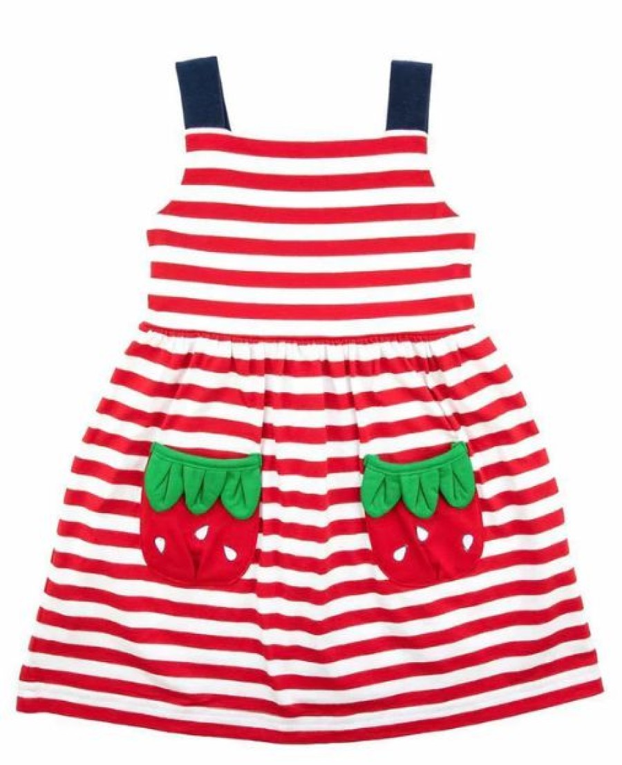 Little Girls (0-2 Years) | * Red And White Stripe Knit Dress With Strawberry Pockets Florence Eiseman Good Quality Rdwh