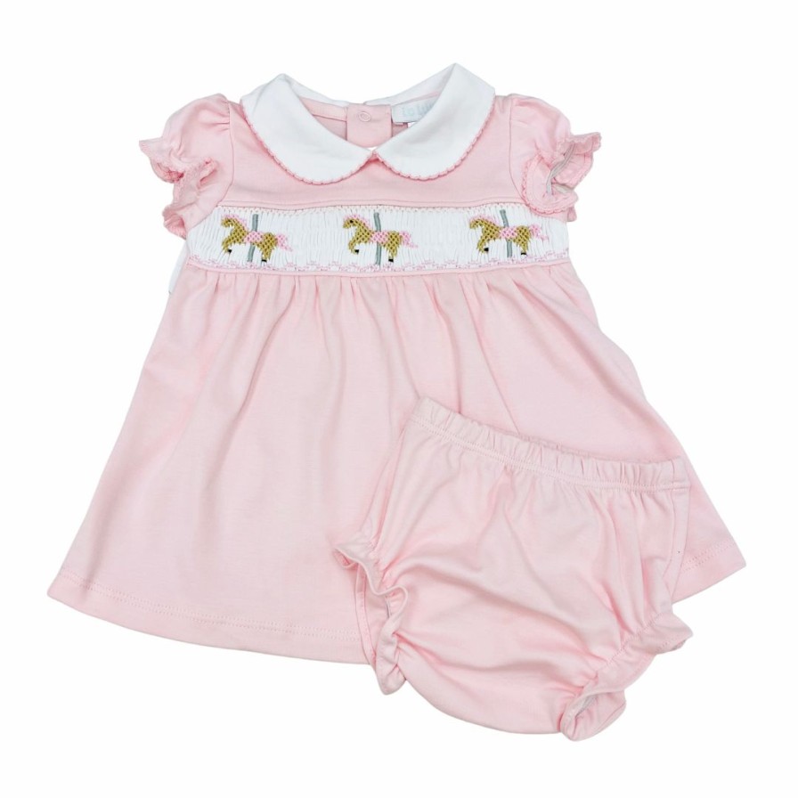 Little Girls (0-2 Years) | * La Luna Smocked Carousel Dress With Bloomer Special Offers Pink