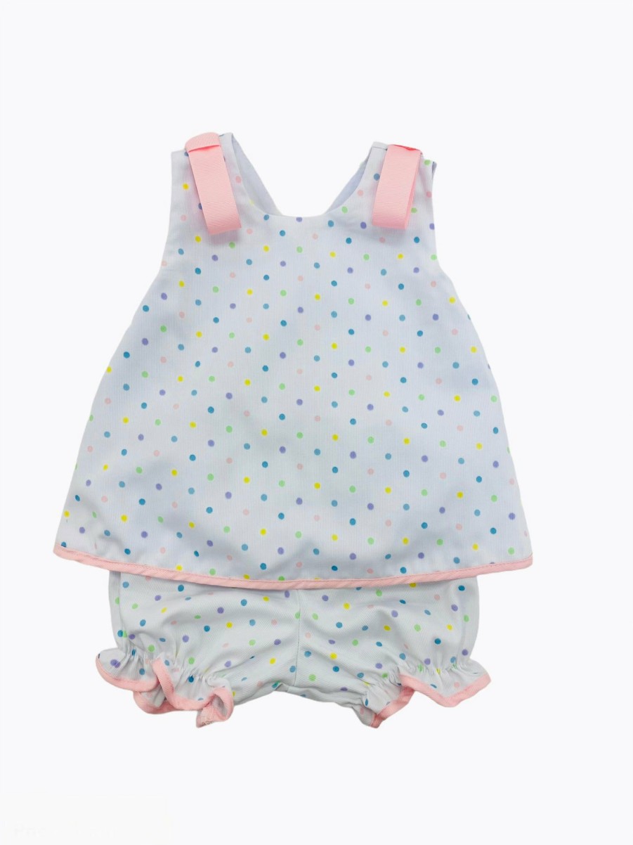 Little Girls (0-2 Years) | * Abby Birthday Dot Bloomer Set With Pink Ribbon Lulu-Bebe Clearance Sale Mult