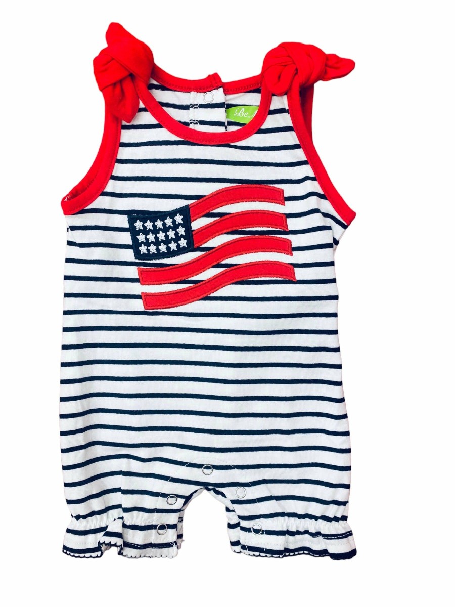 Little Girls (0-2 Years) | * Applique American Flag Girl Romper Be Mine Outlet