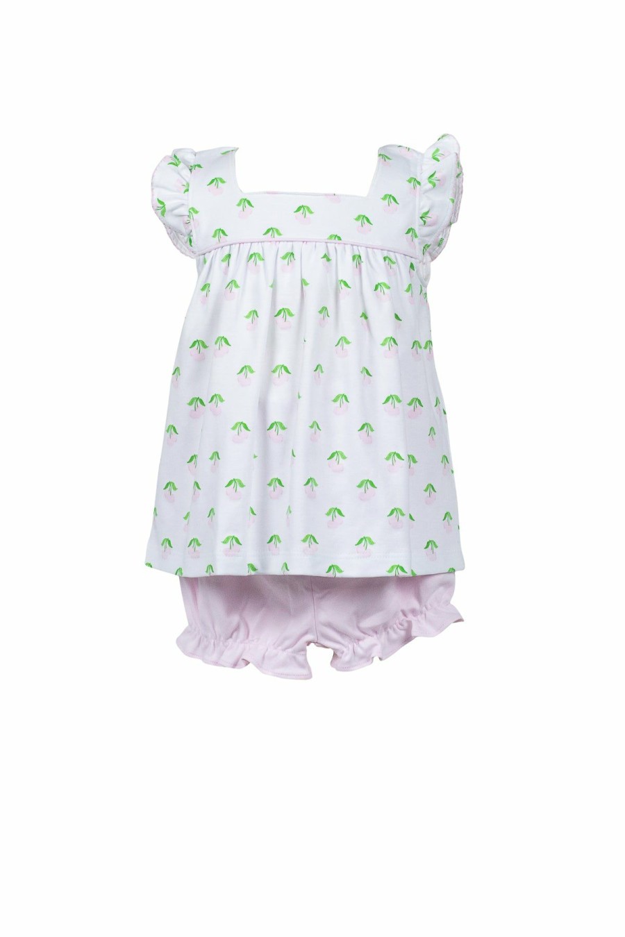 Little Girls (0-2 Years) | * Celine Cherry Square Neck Bloomer Set The Proper Peony Excellent Whpk