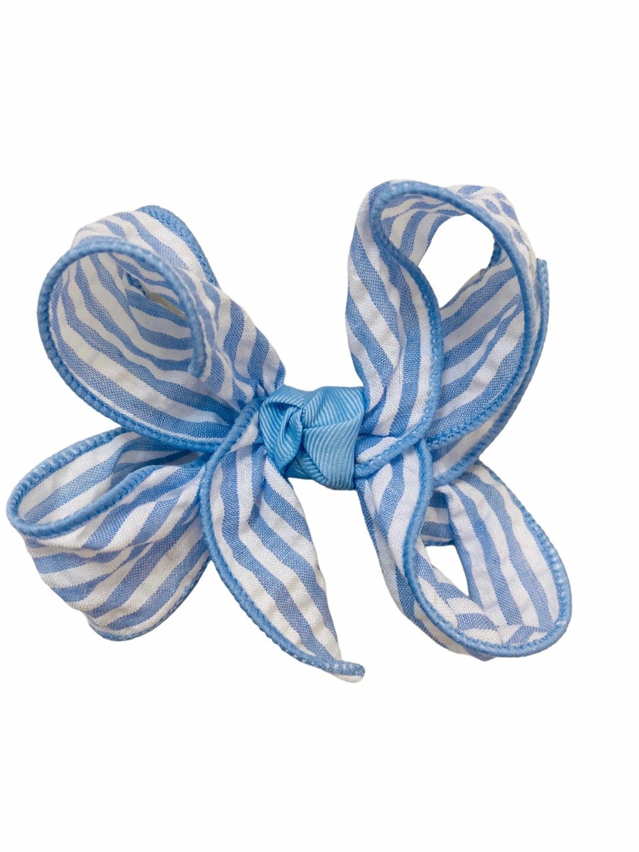 Gifts & Accessories | * Large Seersucker Knot Bow Clip- Millennium Blue Beyond Creations Excellent Milm