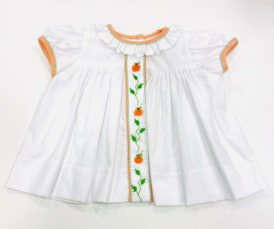 Little Girls (0-2 Years) | * Molly Fall Leaves Embroidered Dress Lulu-Bebe Outlet Sale Wht