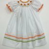 Little Girls (0-2 Years) | * Lulu Bebe Emma Pumpkin Smocked Bishop Dress Lulu-Bebe Online Discount Wht