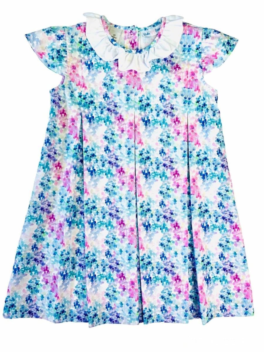 Little Girls (0-2 Years) | * Lulu Bebe Water Color Pintuck Dress With Ruffle Collar Lulu-Bebe Tendy Style Mult