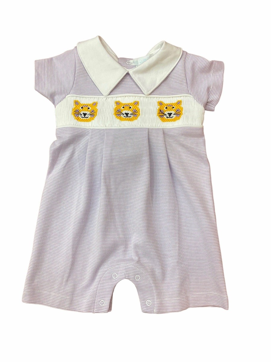 Little Boys (0-2 Years) | * La Luna Lsu Smocked Tiger Shortall Limited Edition Lavn