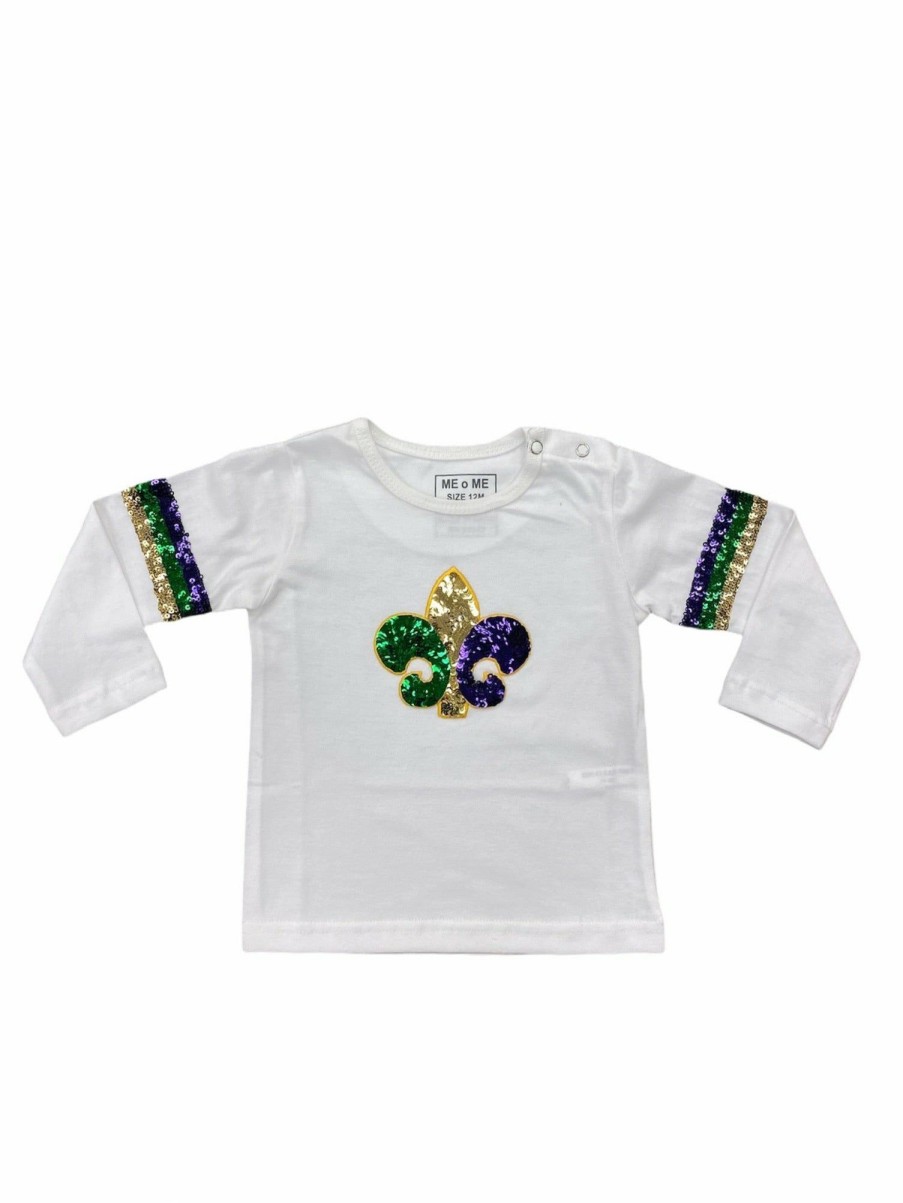 Little Girls (0-2 Years) | * Mardi Gras Sequin Fleur De Lis Shirt Me-Me Special Fdl