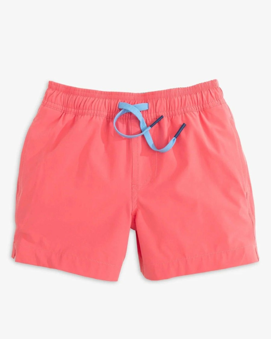 Swim | * Boys Solid Coral Swim Trunks Southern Tide, Llc New Threads Corl