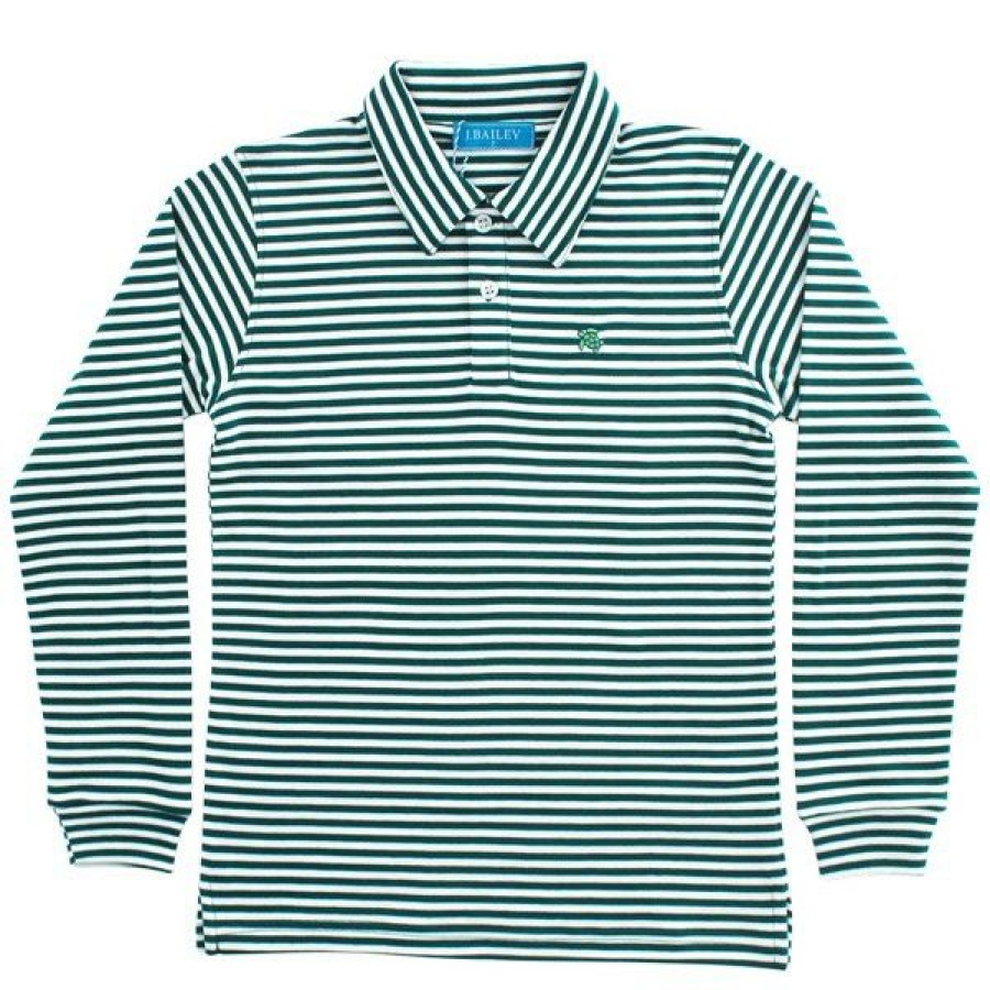 Bailey Boys | * Harry Long Sleeve Polo Teal/White Stripe Bailey Boys Premium Tlwh