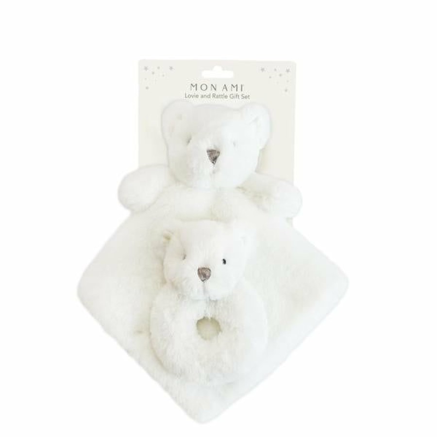 Gifts & Accessories | * Beaumont Luxe White Bear Lovie And Rattle Set Mon Ami Fashion Wht