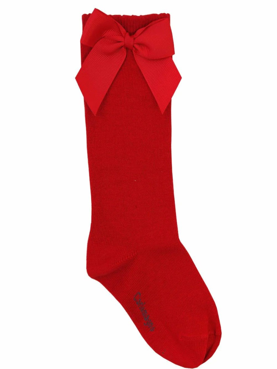 Little Girls (0-2 Years) | * Knee Socks With Side Bow Carlomagno 100% Guarantee Red