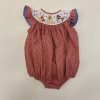 Little Girls (0-2 Years) | * Lulu Bebe Emmie White And Blue Smocked Bubble Puppies Lulu-Bebe Online Discount Red