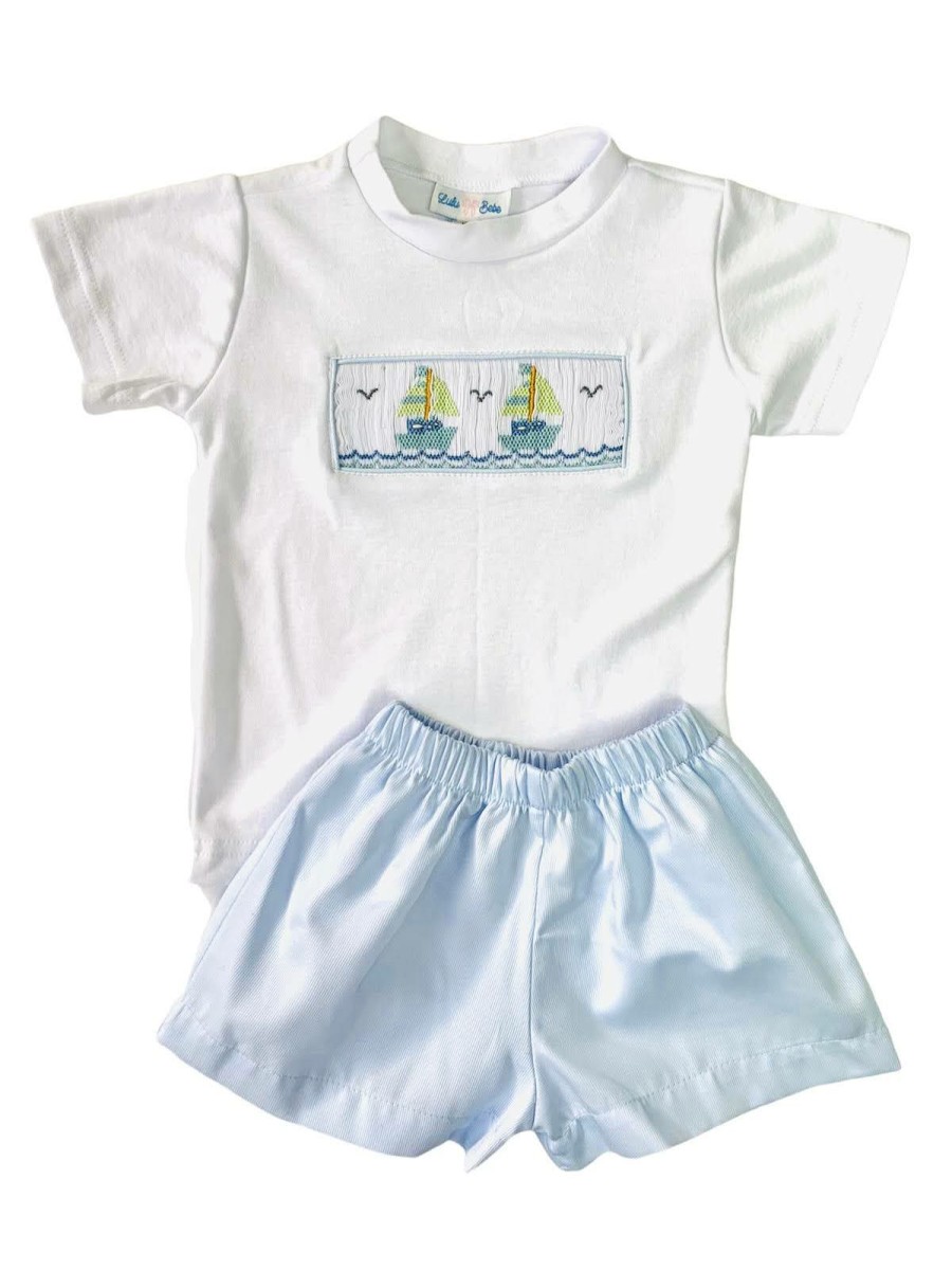 Baby Boys | * Lulu Bebe Tom Sailboat Smocked Short Set Lulu-Bebe Quick Delivery Whbl