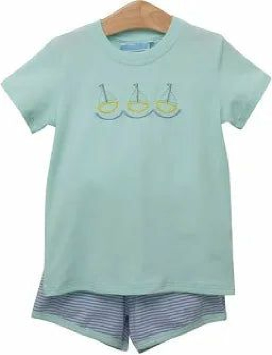 Little Boys (0-2 Years) | * Sailboat Embroidered Short Set Trotter Street Kids Store