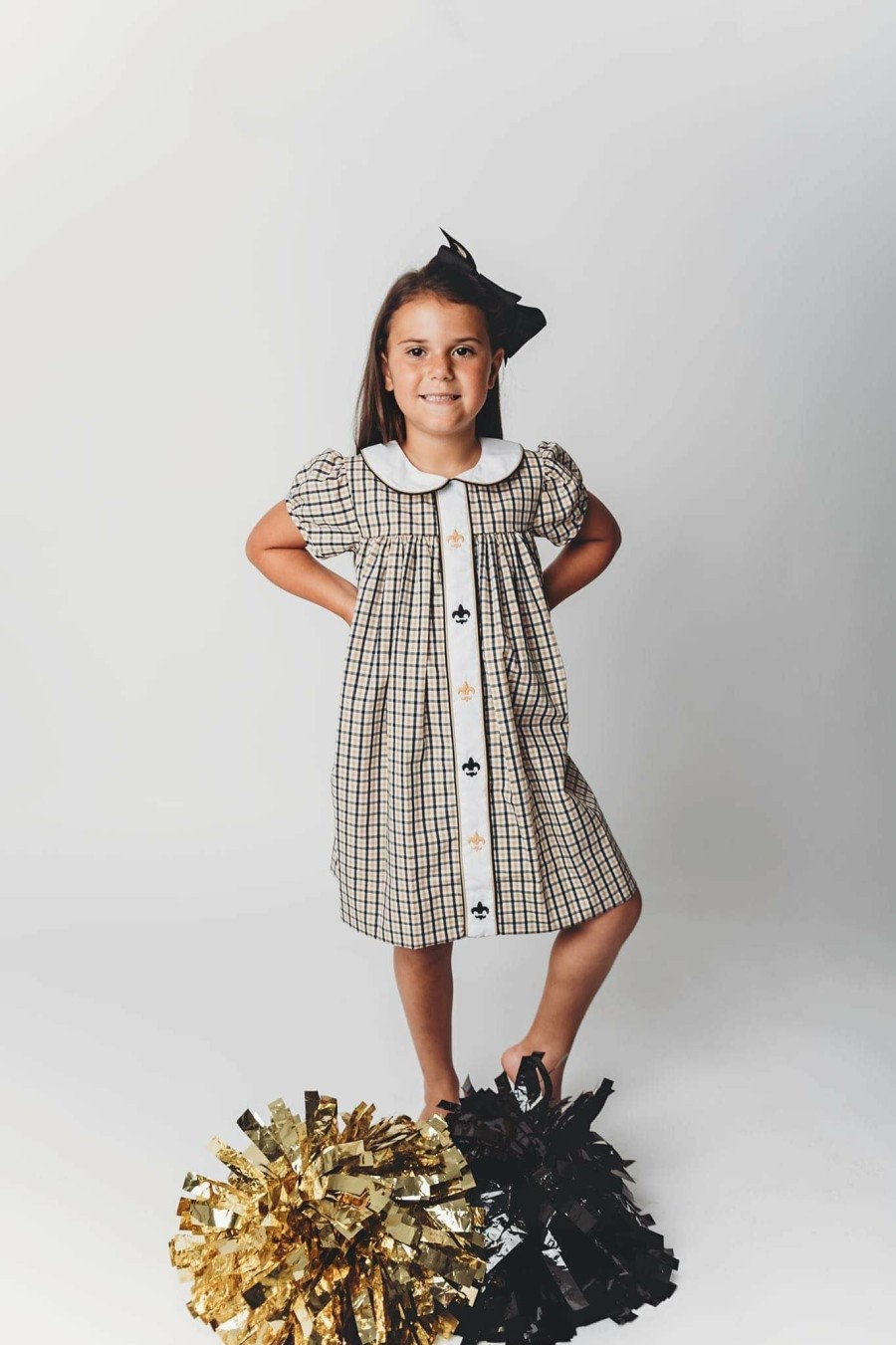 Little Girls (0-2 Years) | * Saints Football Molly Fleur De Lis Dress Lulu-Bebe Top Sellers Bkgd