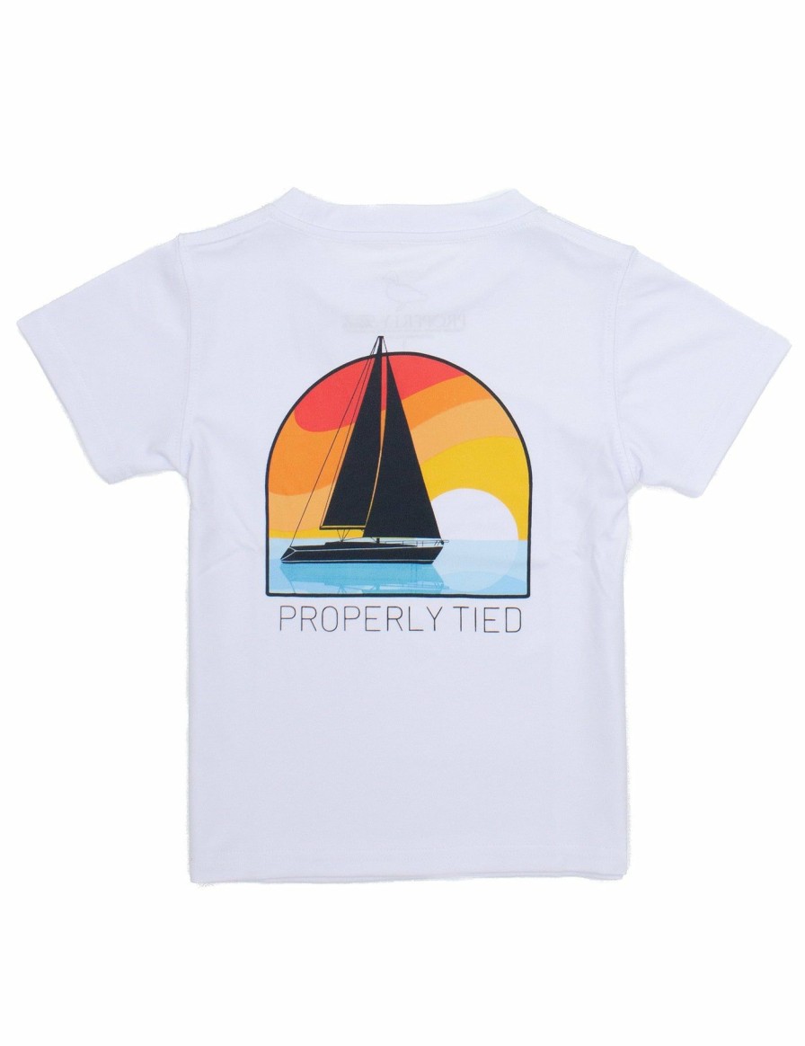 Little Boys (0-2 Years) | * Baby Performance Short Sleeve Tee Sailboat- White Properly Tied Flash Sale Wht