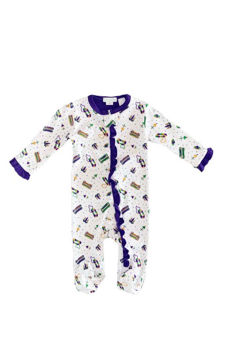 Little Girls (0-2 Years) | * La Luna Mardi Gras Nola Ruffle Footie Zipper Pajama Sale Online Mult