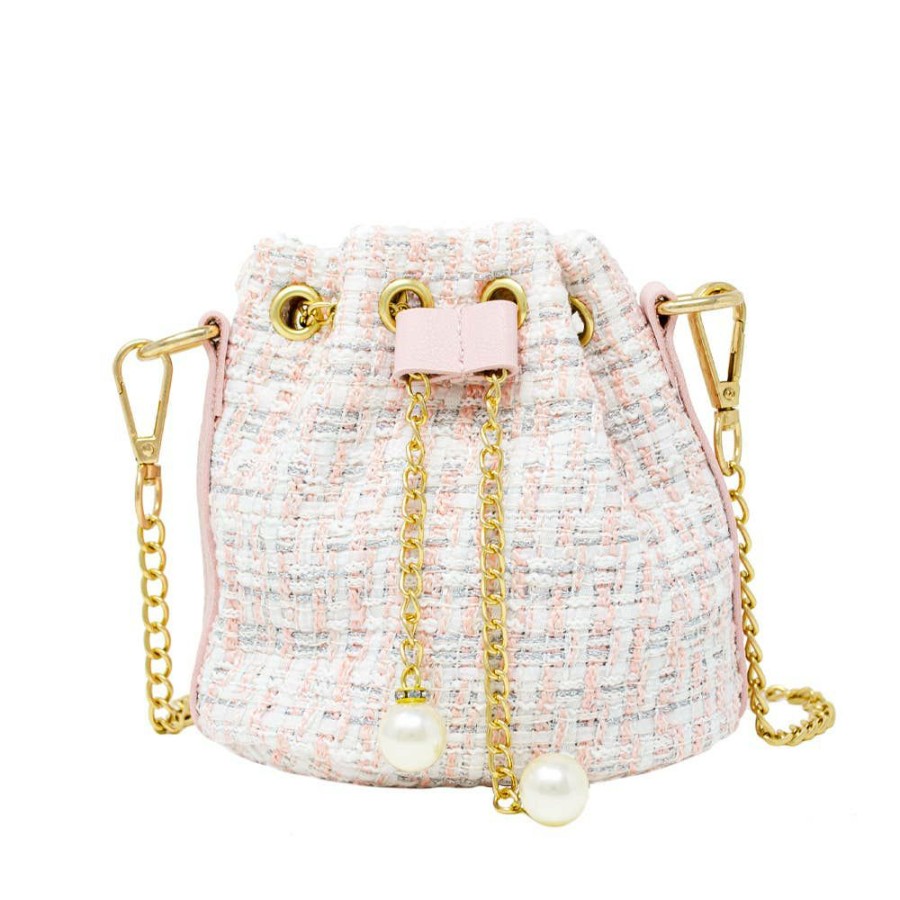 Gifts & Accessories | * White Tweed Drawstring Handbag Tiny Treats And Zomi Gems Exquisite Gifts Wht