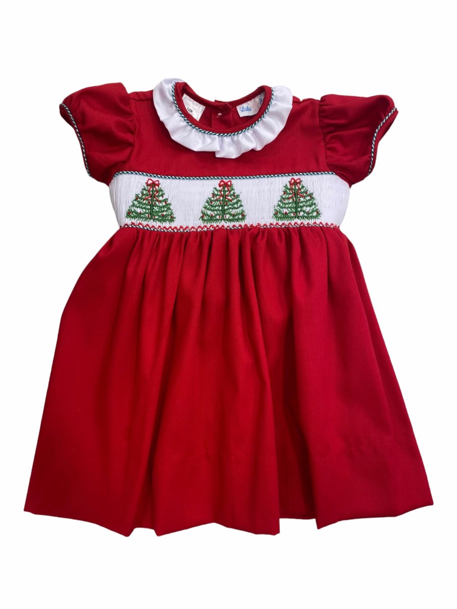 Little Girls (0-2 Years) | * Lulu Bebe Tree Smocked Waist Dress Lulu-Bebe Top Sell Red