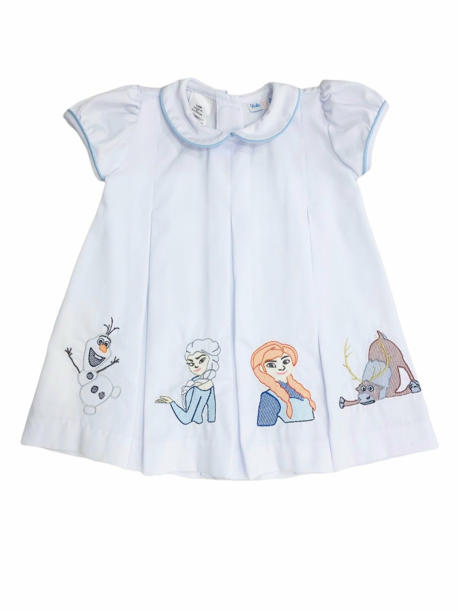 Little Girls (0-2 Years) | * Lulu Bebe Dana Frozen Embroidered Dress Lulu-Bebe 100% Guarantee Wht