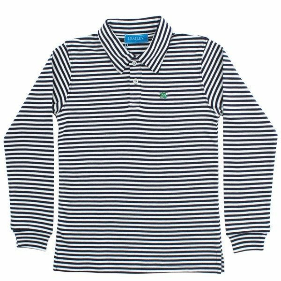 Bailey Boys | * Harry Long Sleeve Polo Navy/White Stripe Bailey Boys Wholesale Nvwh