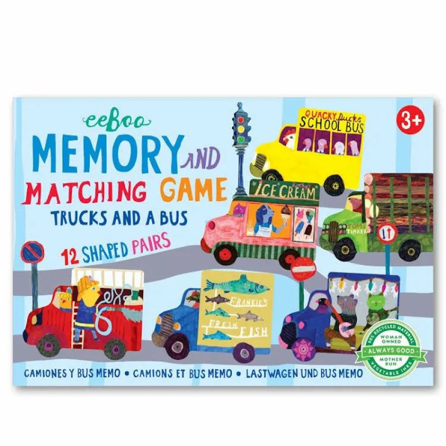 Toys | * Trucks & A Bus Little Memory & Matching Game Eeboo Top Sellers