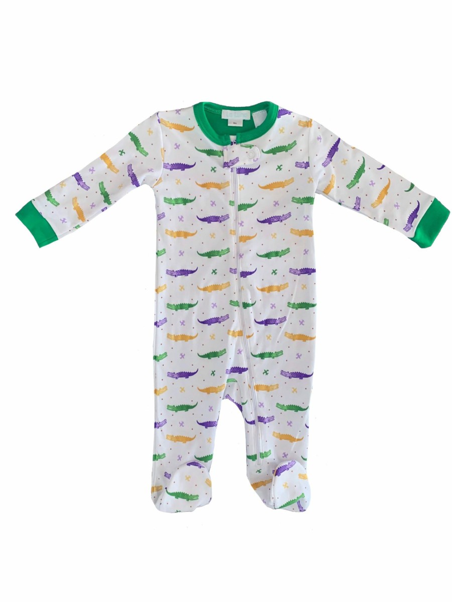 Little Boys (0-2 Years) | * La Luna Mardi Gras Gator Footie Pajama 100% Guarantee Mult