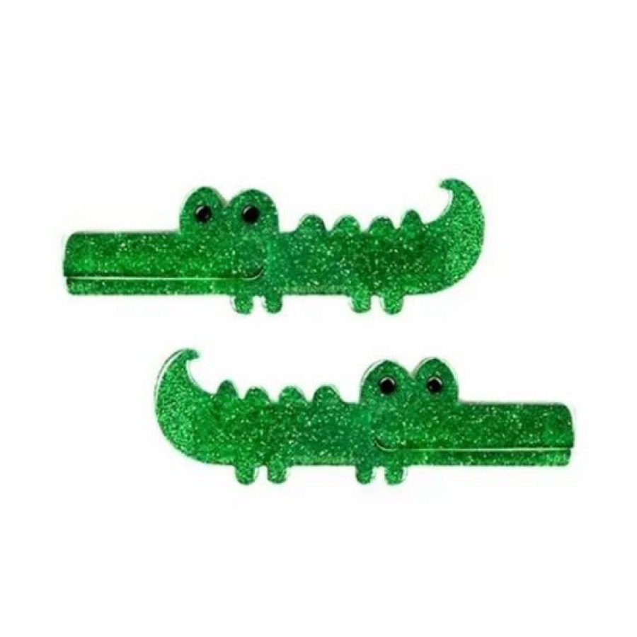 Gifts & Accessories | * Lilies & Roses Alligator Glitter Green Alligator Clips (Pair) Lilies U0026 Roses Ny Store Grn