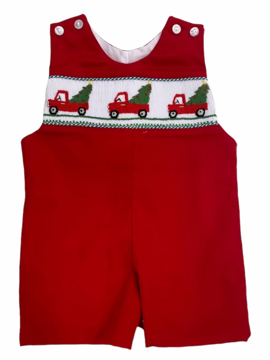 Little Boys (0-2 Years) | * Lulu Bebe Christmas Tree Smocked Jon Jon Lulu-Bebe Reliable Quality Red