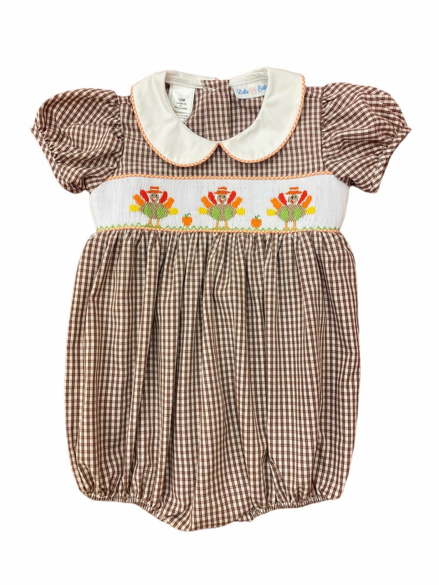 Little Girls (0-2 Years) | * Rosie Smocked Waist Turkey Bubble Lulu-Bebe New Arrivals Brwn